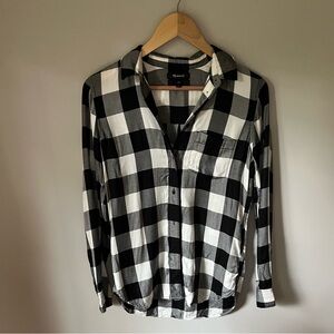 Madewell Black and White Checkered Button-Up Shirt